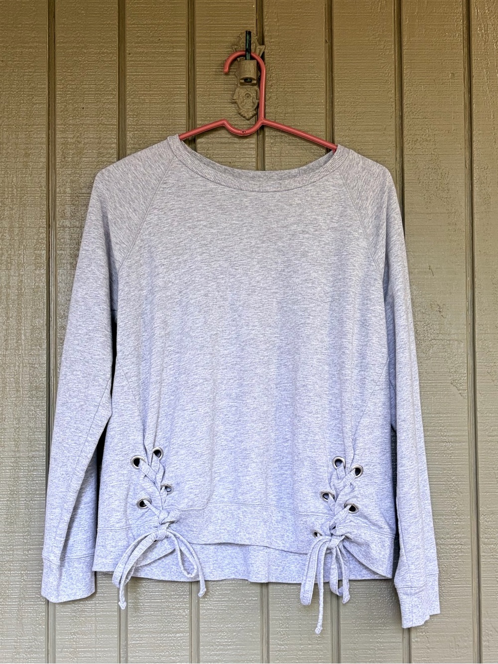Michael Kors Heather Gray Side Lace Up Grommet Sweatshirt M